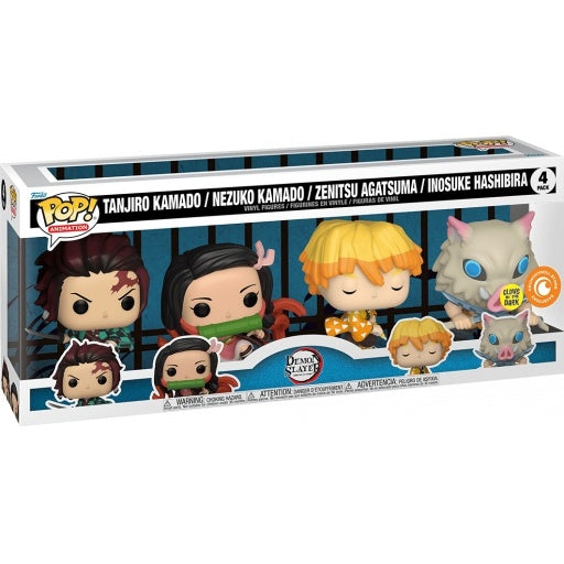 Demon Slayer Funko POP! Tanjiro Kamado, Nezuko Kamado, Zenitsu Agatsuma & Inosuke Hashibira (Glow in the Dark) (Near Mint BOX)