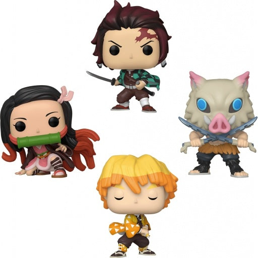Demon Slayer Funko POP! Tanjiro Kamado, Nezuko Kamado, Zenitsu Agatsuma & Inosuke Hashibira (Glow in the Dark) (Near Mint BOX)